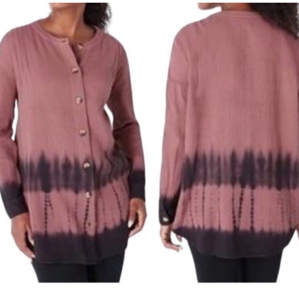 J Jill Gauzy Button Up Shirt Size XL Petite Cotton‎ Tunic Artsy Lagenlook